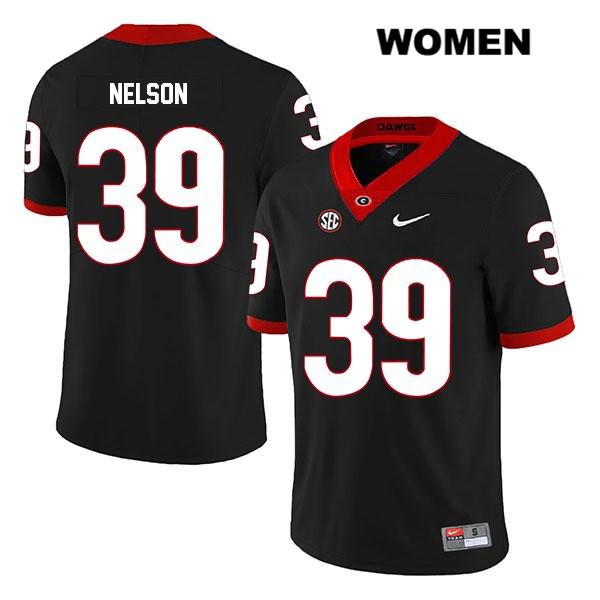 Georgia Bulldogs Women's Hugh Nelson #39 NCAA Legend Authentic Black Nike Stitched College Football Jersey MTE6356MK